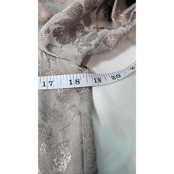 Vintage Taupe Jacquard Floral Blouse Jacket Funky Eclectic Art Teacher Chic Boho - Picture 9 of 9